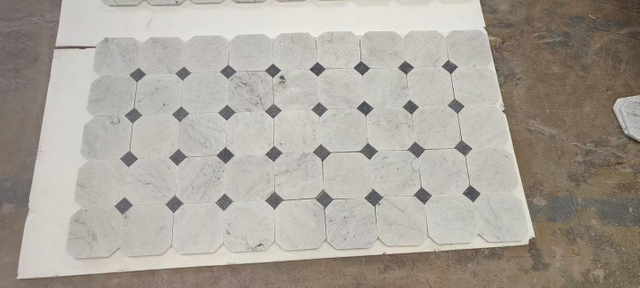 Carrara White and Nero Marquina Mosaic