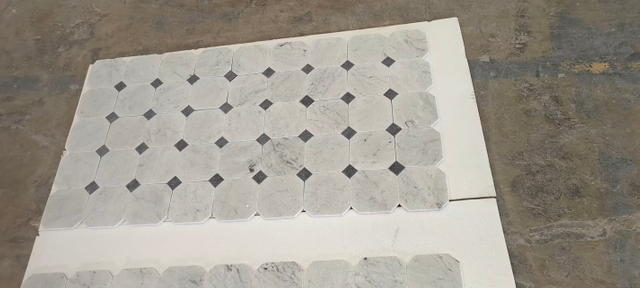 Carrara White and Nero Marquina Mosaic